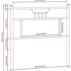 Tête de lit de remplacement chêne marron 80 cm bois d'ingénierie et acier vidaXL