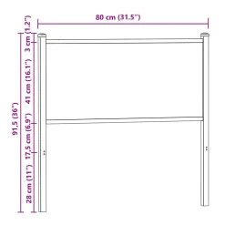 Tête de lit de remplacement chêne fumé 75 cm bois d'ingénierie et acier vidaXL