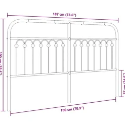 Tête de lit de remplacement métal noir 180 cm vidaXL