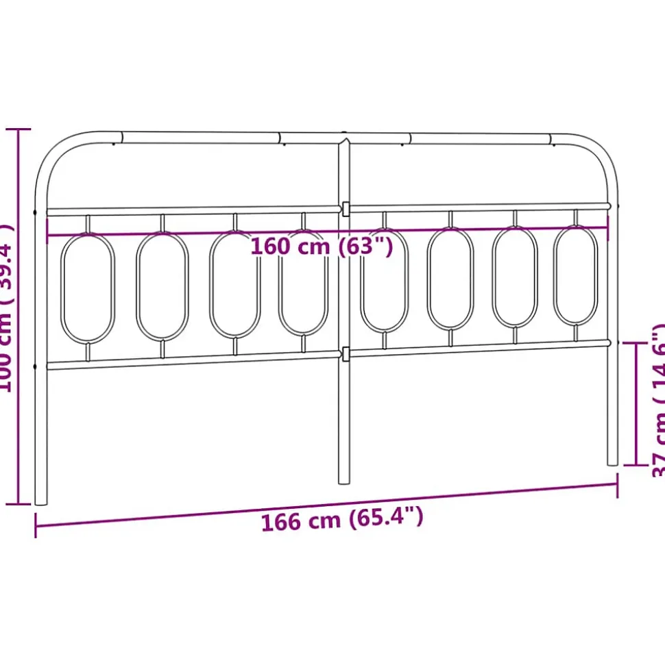 Tête de lit de remplacement métal noir 160 cm vidaXL