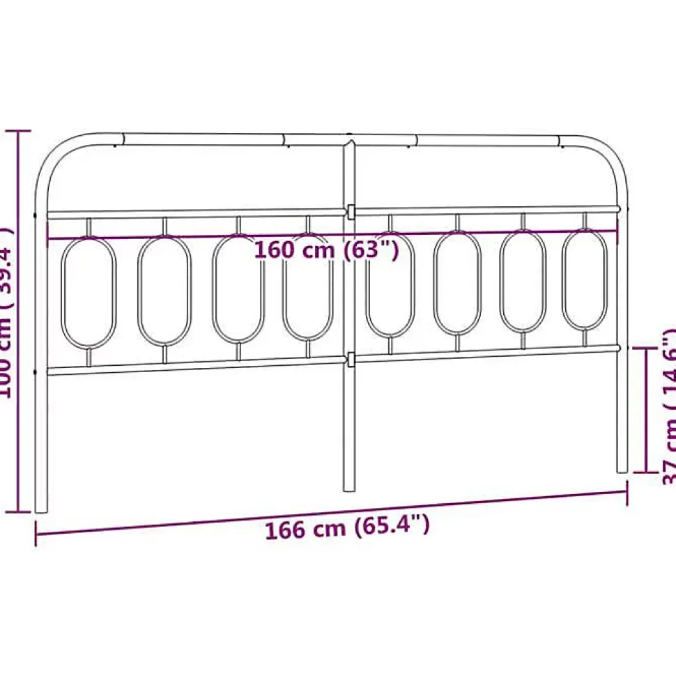 Tête de lit de remplacement métal noir 160 cm vidaXL