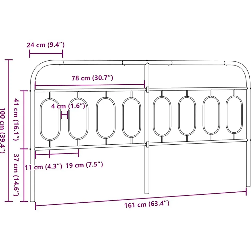 Tête de lit de remplacement métal noir 160 cm vidaXL