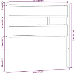 Tête de lit de remplacement chêne marron 75 cm acier et bois d'ingénierie vidaXL