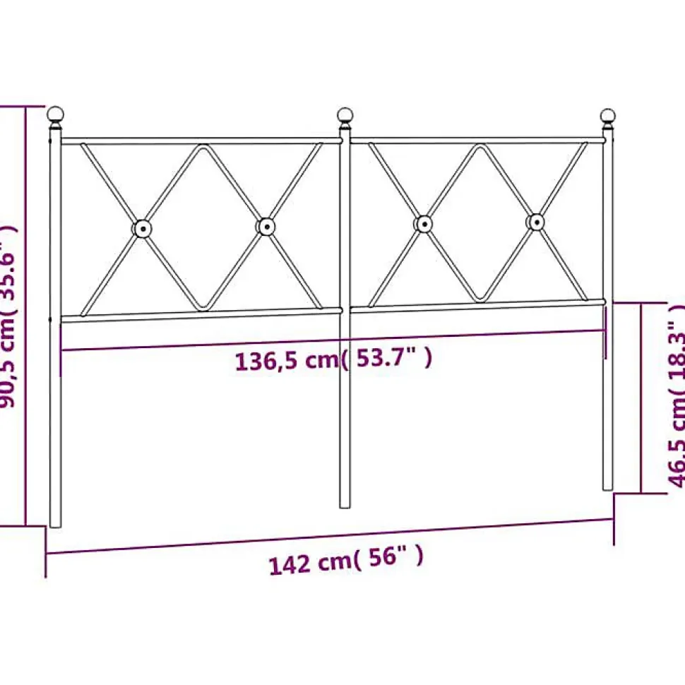 Tête de lit de remplacement métal blanc 137 cm vidaXL