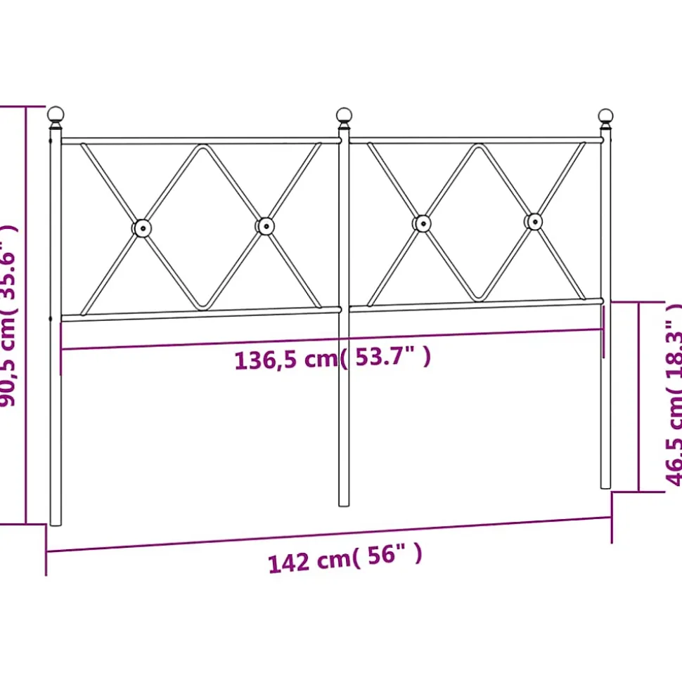 Tête de lit de remplacement métal blanc 137 cm vidaXL