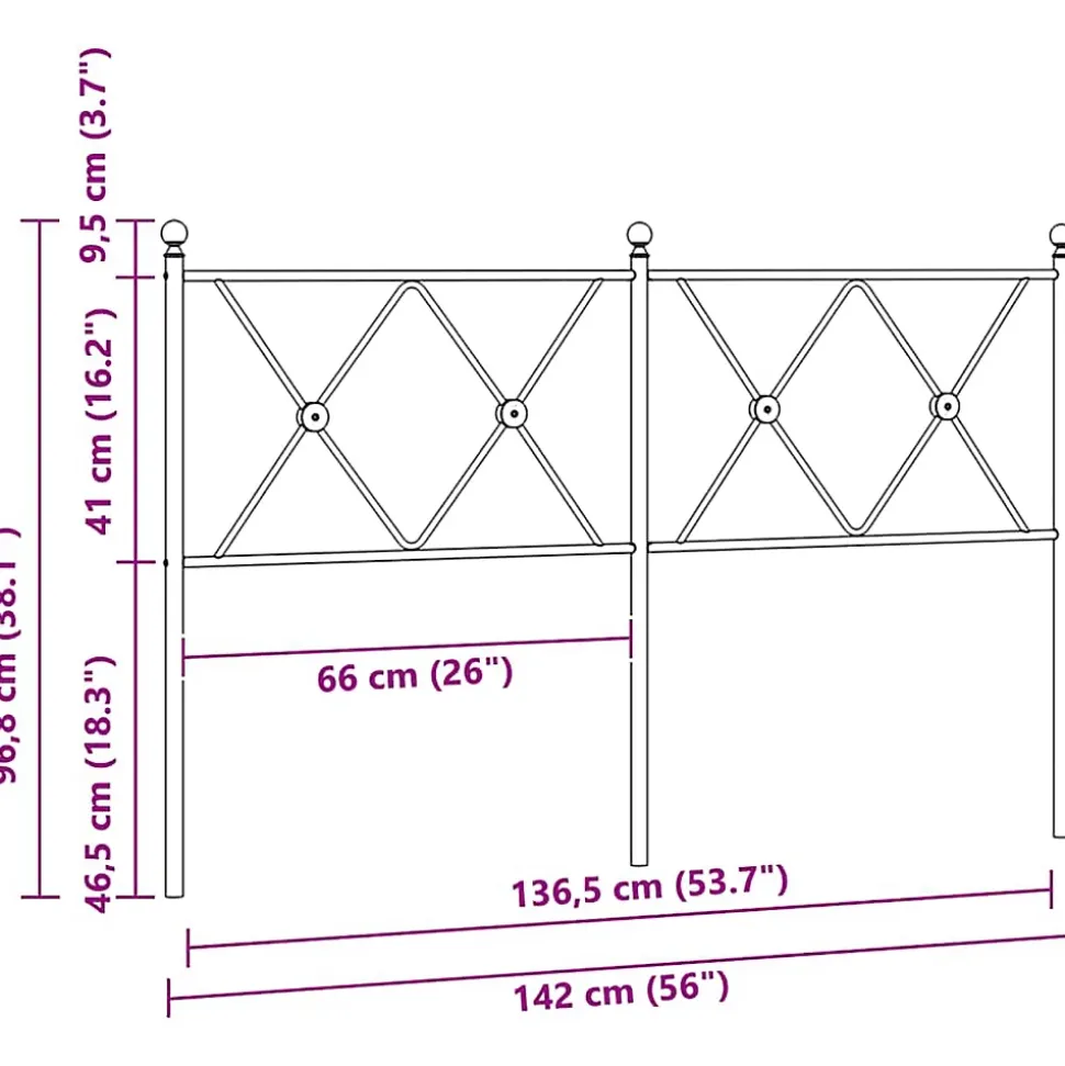 Tête de lit de remplacement métal blanc 137 cm vidaXL