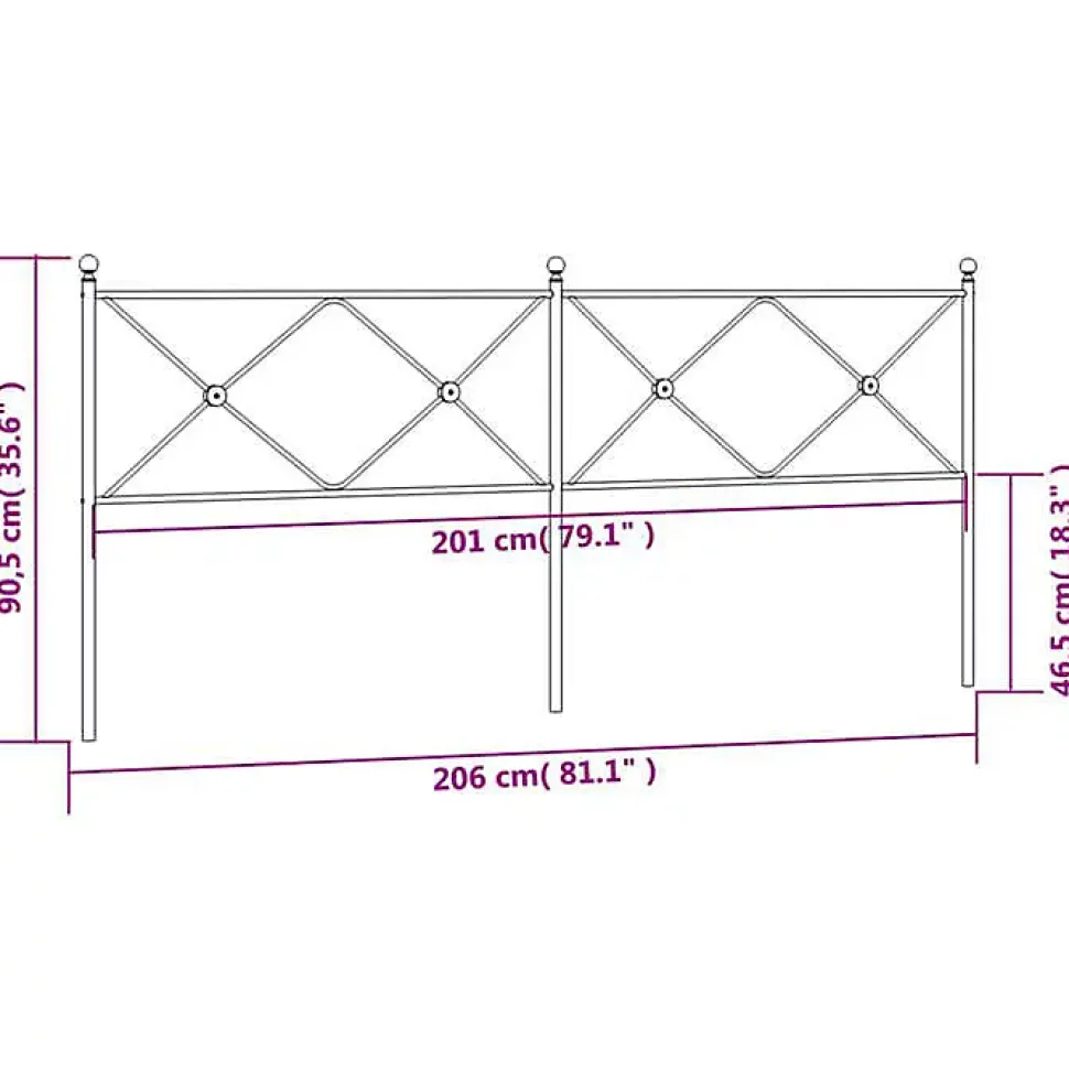 Tête de lit de remplacement métal noir 200 cm vidaXL