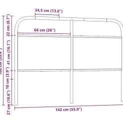 Tête de lit de remplacement chêne fumé 135 cm acier et bois d'ingénierie vidaXL