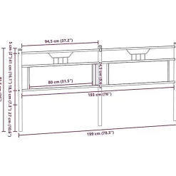 Tête de lit de remplacement chêne fumé 193 cm bois d'ingénierie et acier vidaXL