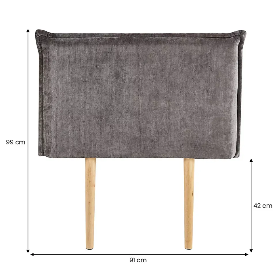 Tête de lit DELMO 90 sur pieds, en tissu - Gris