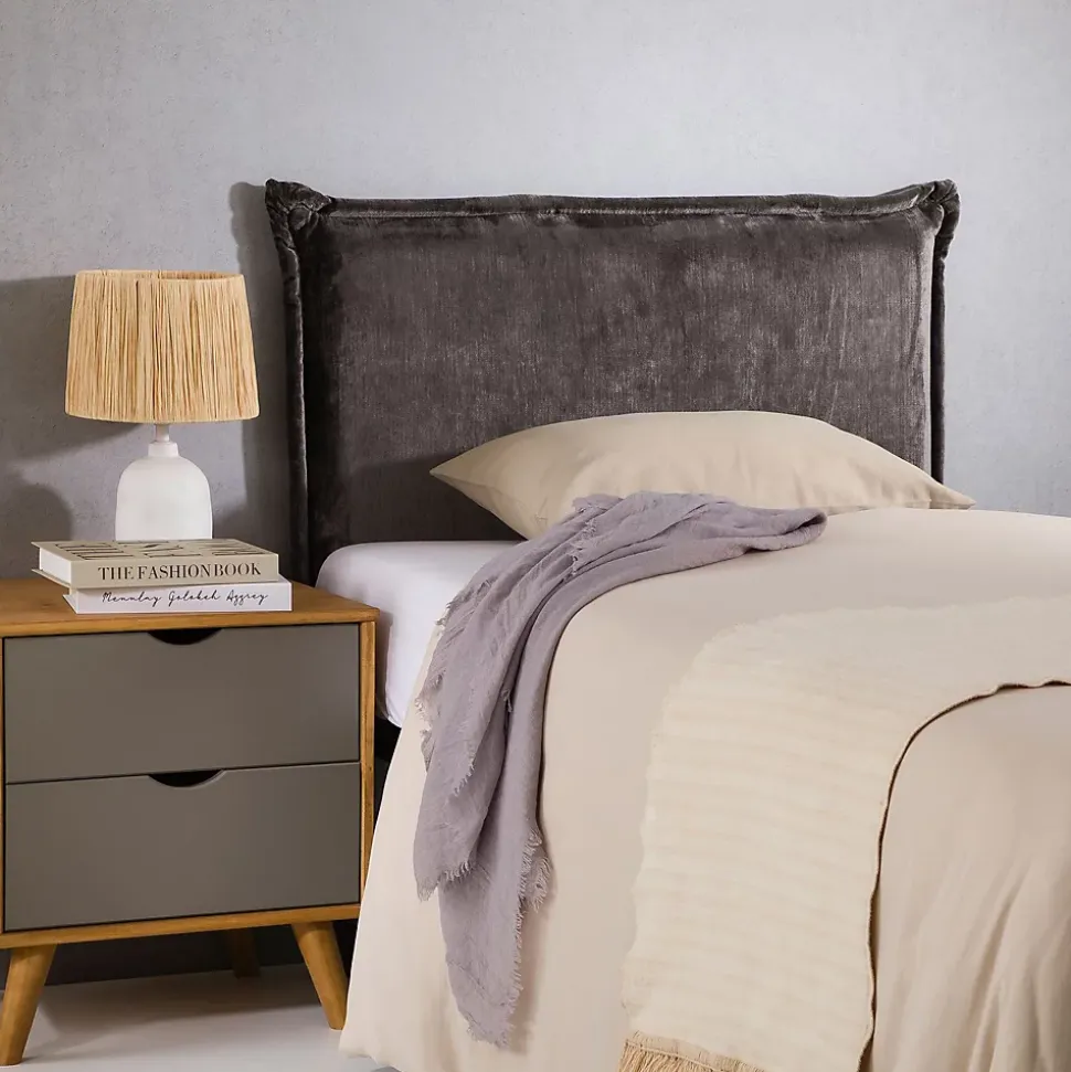 Tête de lit DELMO 90 sur pieds, en tissu - Gris