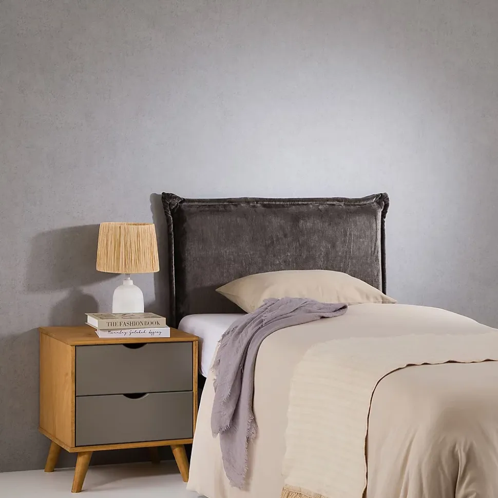 Tête de lit DELMO 90 sur pieds, en tissu - Gris