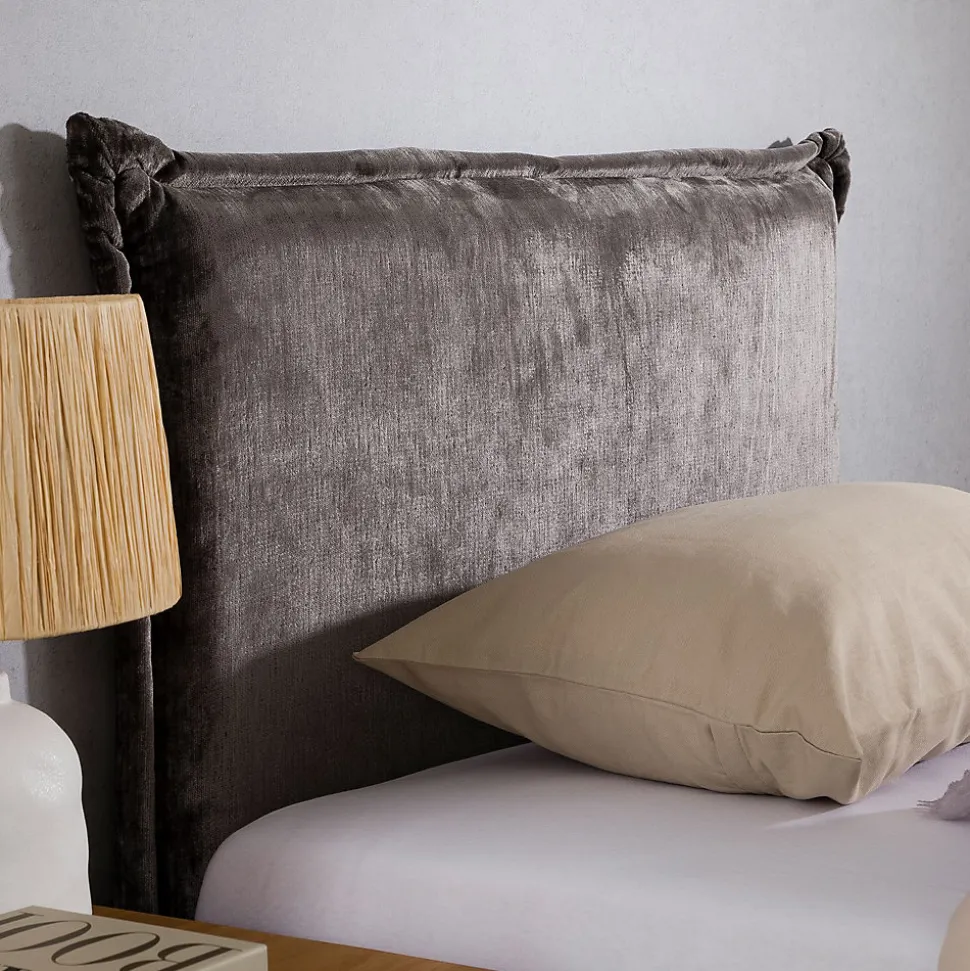 Tête de lit DELMO 90 sur pieds, en tissu - Gris