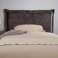 Tête de lit DELMO 90 sur pieds, en tissu - Gris