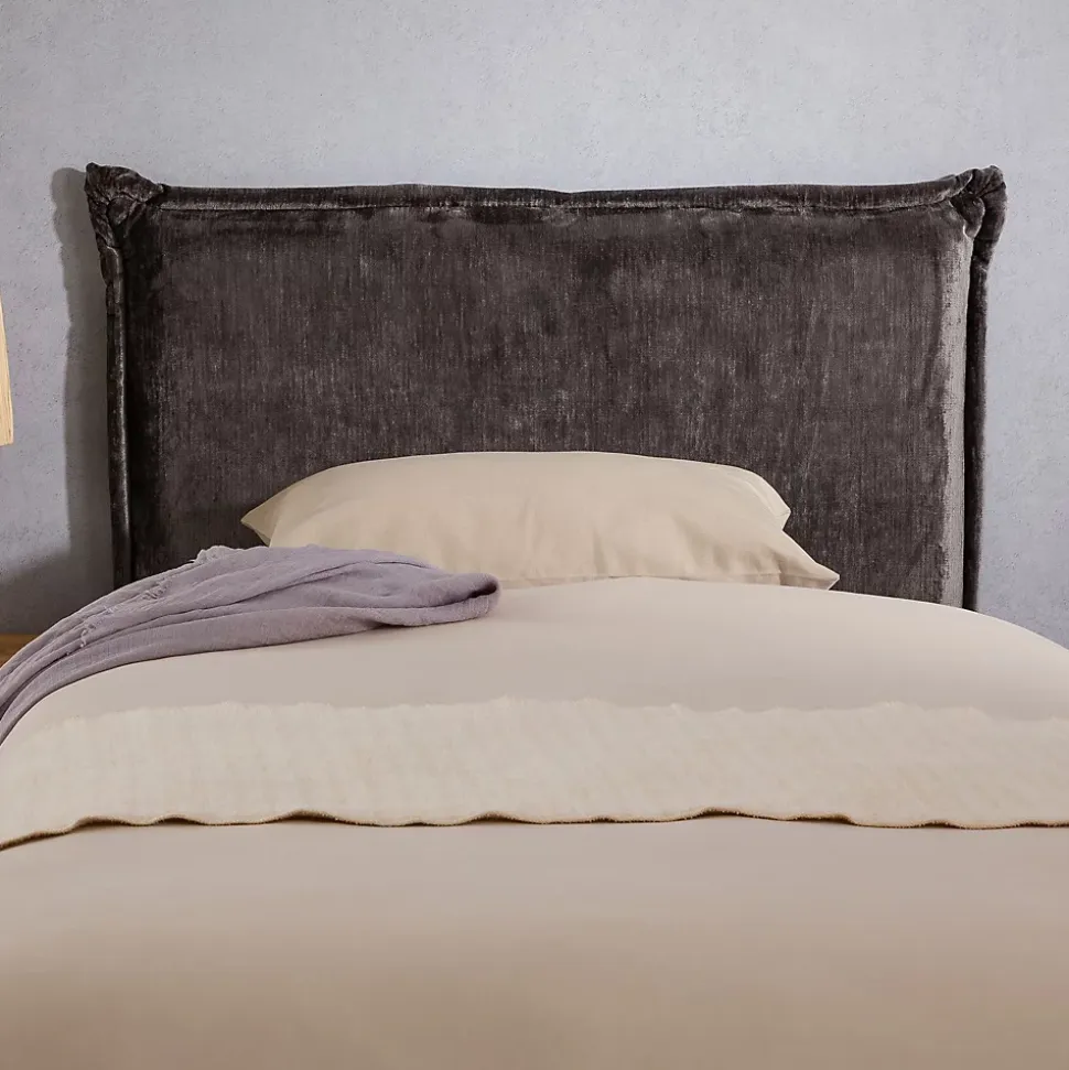 Tête de lit DELMO 90 sur pieds, en tissu - Gris