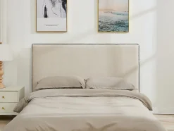 Tête de lit déhoussable 150 cm - Coton et lin - Beige et noir - CHESMA