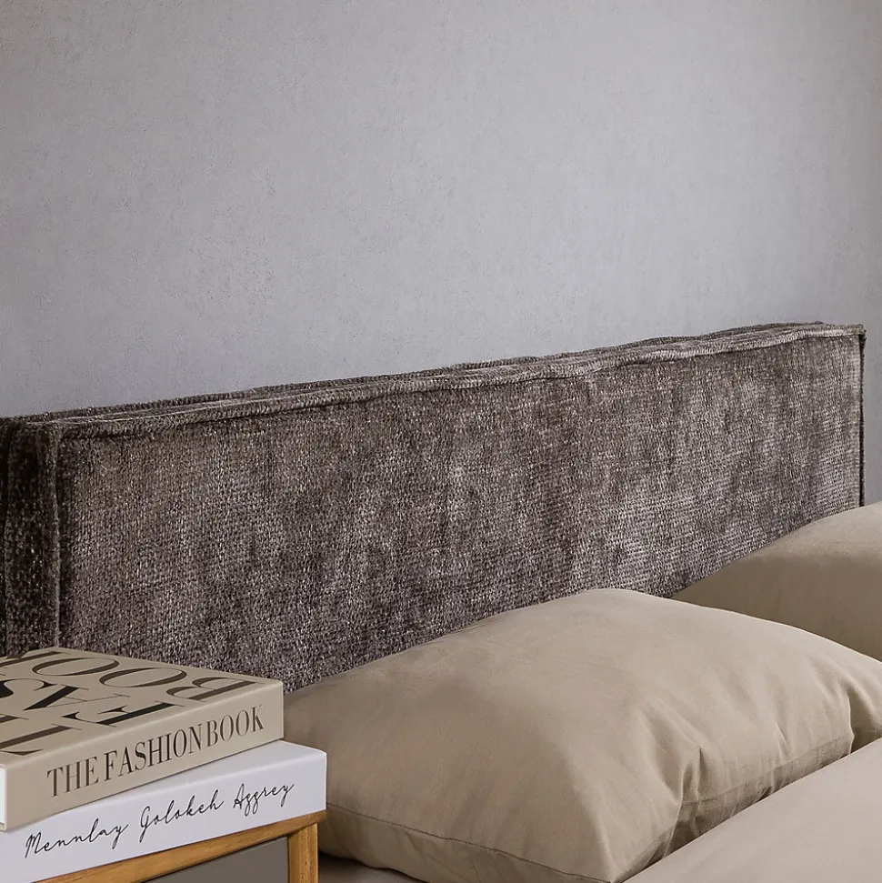 Tête de lit ELOWA 160 sur pieds, en tissu - Gris