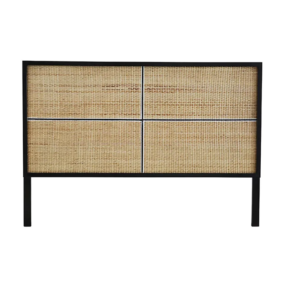 Tête de lit en bois d'acajou et rotin 160