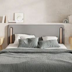 Tête de lit en tissu gris 140 cm - Katia