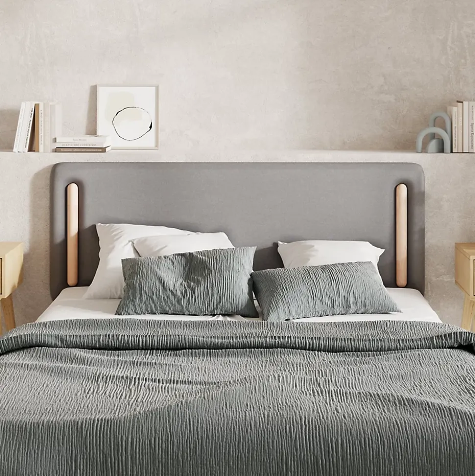 Tête de lit en tissu gris 140 cm - Katia