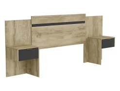 Tête de lit extensible avec chevets - 140/160 cm - Coloris : Naturel et noir - PARATI