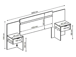Tête de lit extensible avec chevets - 140/160 cm - Coloris : Naturel et noir - PARATI
