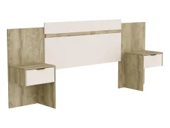 Tête de lit extensible avec chevets - 140/160 cm - Coloris : Naturel et ivoire - PARATI