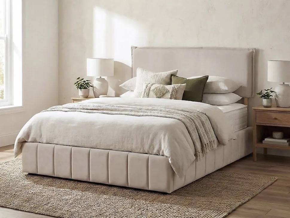 Tête de lit "Jessica" en lin 140 cm Beige