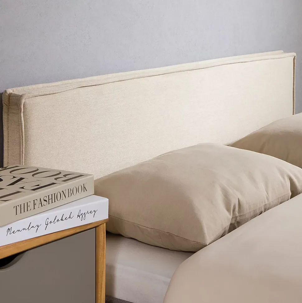 Tête de lit KLAO 160 sur pieds, en tissu - Écru