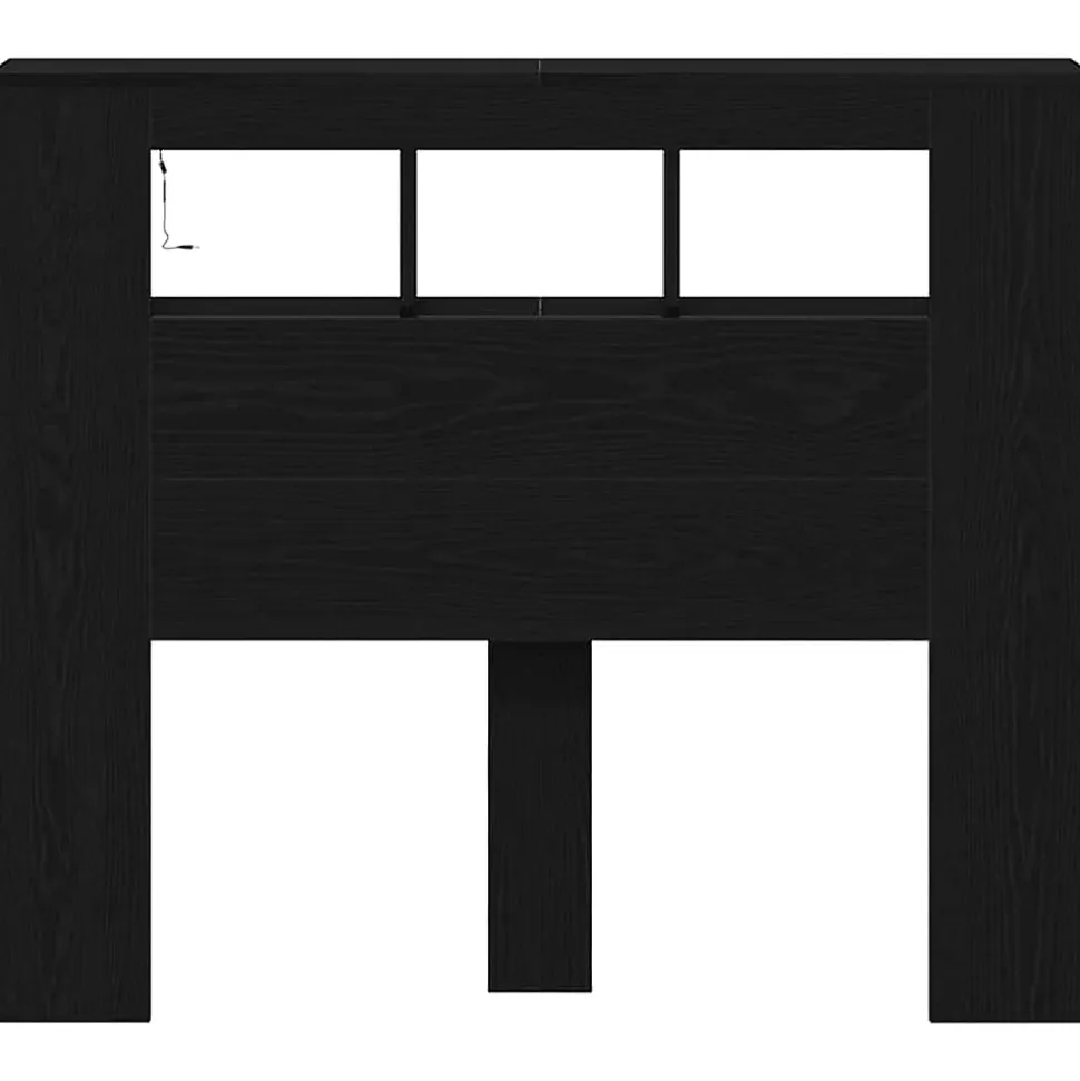 Tête de lit LED avec étagère Chêne noir 120 x 18,5 x 103,5 cm vidaXL