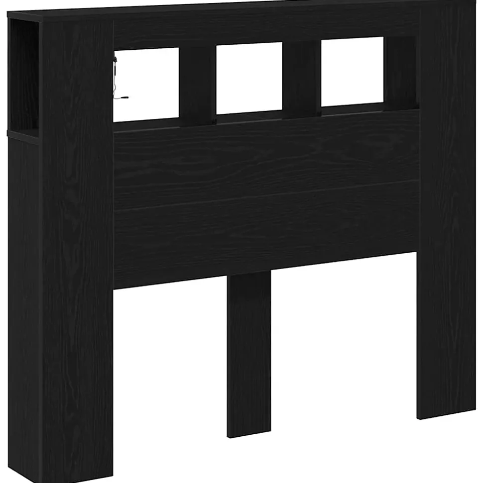 Tête de lit LED avec étagère Chêne noir 120 x 18,5 x 103,5 cm vidaXL