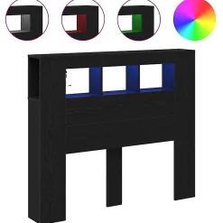Tête de lit LED avec étagère Chêne noir 120 x 18,5 x 103,5 cm vidaXL