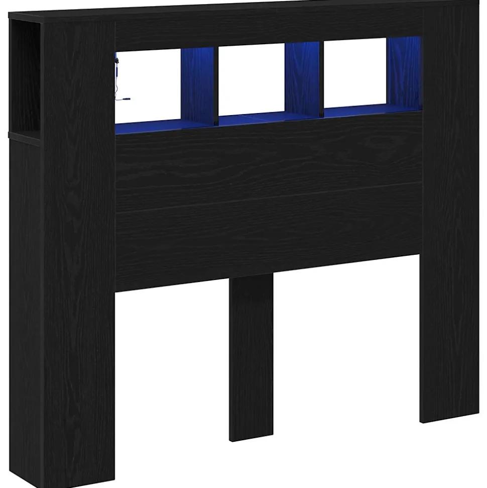 Tête de lit LED avec étagère Chêne noir 120 x 18,5 x 103,5 cm vidaXL