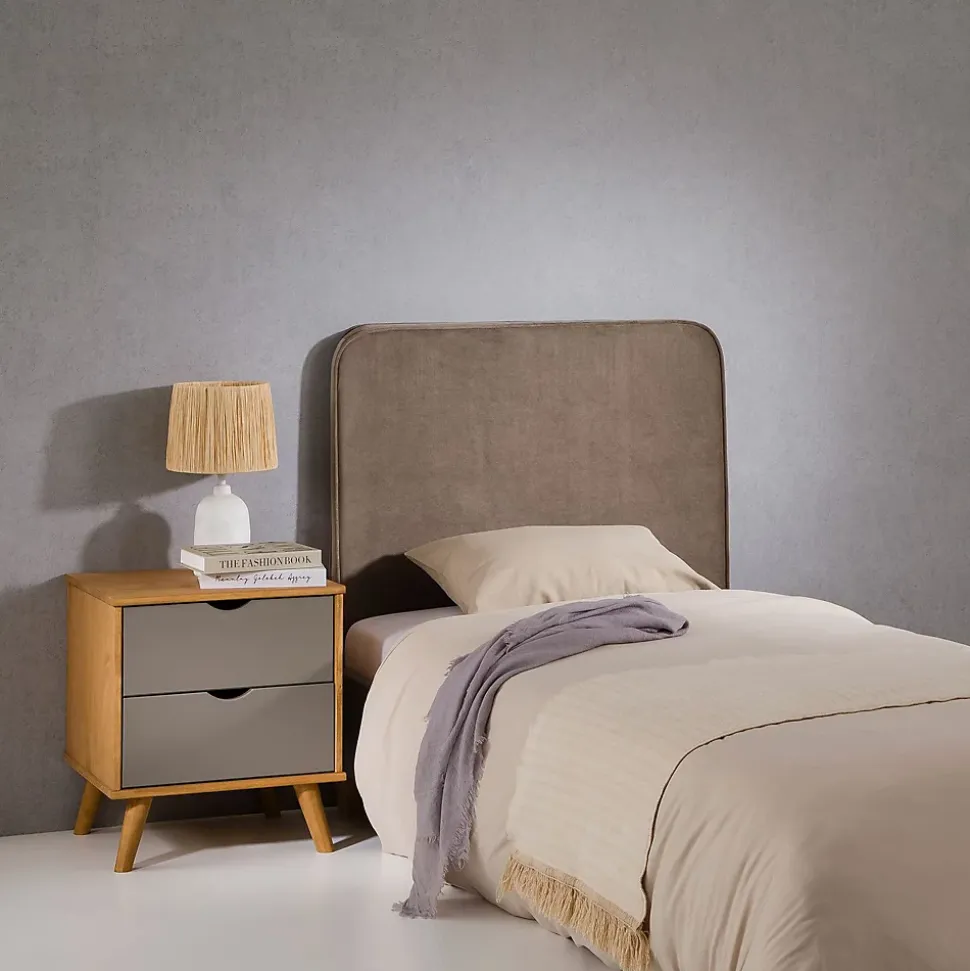 Tête de lit LUNAR 90 avec fixation murale, en tissu - Grège