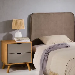 Tête de lit LUNAR 90 avec fixation murale, en tissu - Grège