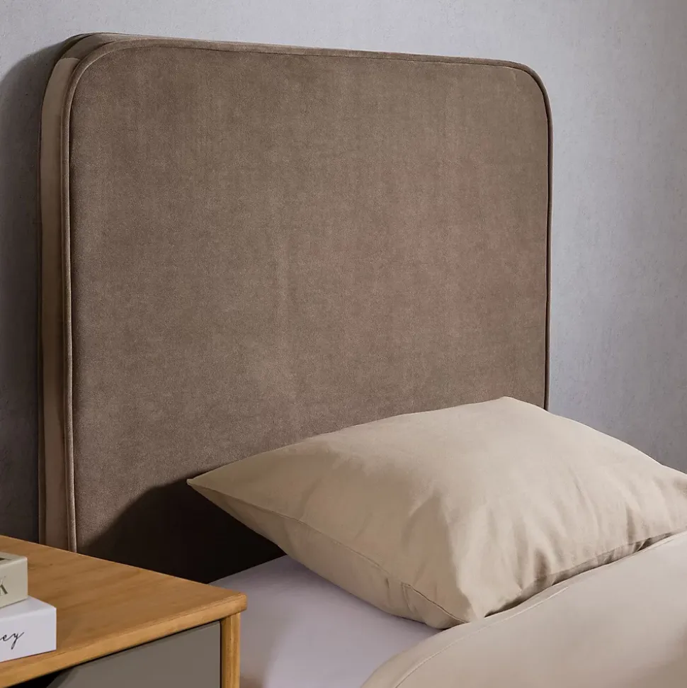 Tête de lit LUNAR 90 avec fixation murale, en tissu - Grège