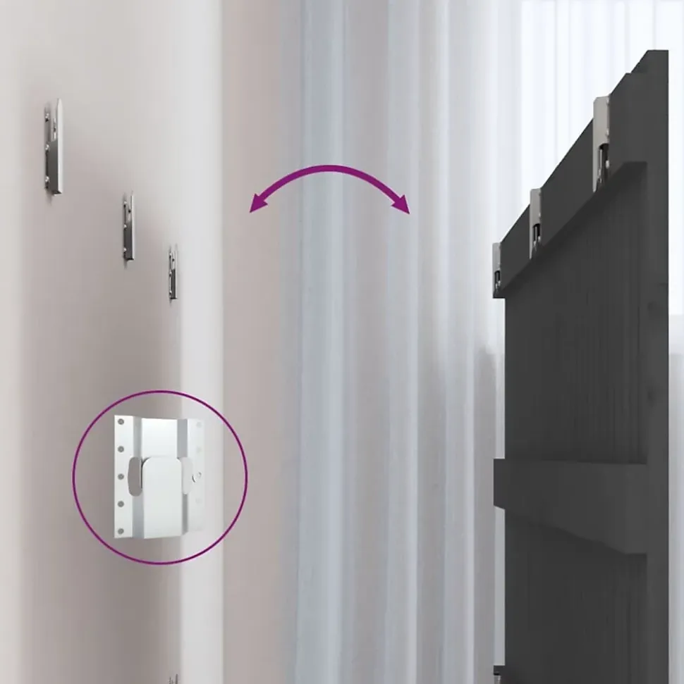 Tête de lit murale Gris 185x3x60 cm Bois massif de pin vidaXL