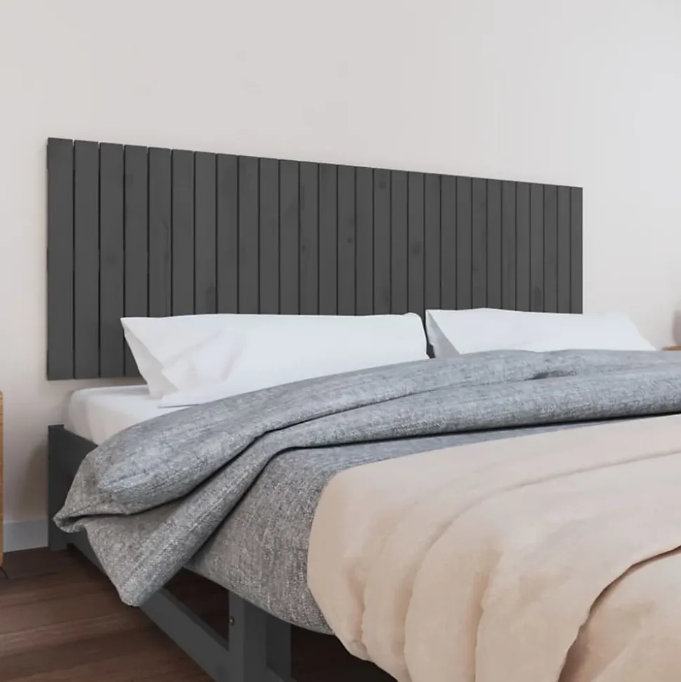 Tête de lit murale Gris 185x3x60 cm Bois massif de pin vidaXL