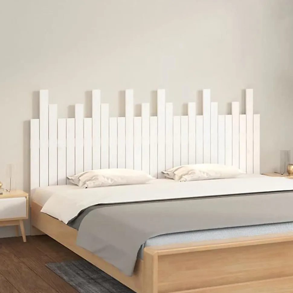 Tête de lit murale vidaXL 185x3x80 cm bois de pin blanc