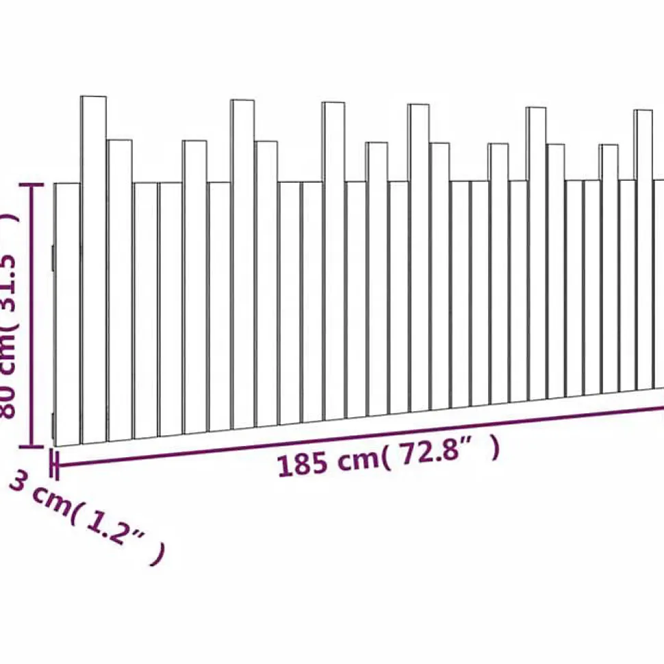 Tête de lit murale vidaXL 185x3x80 cm bois de pin blanc