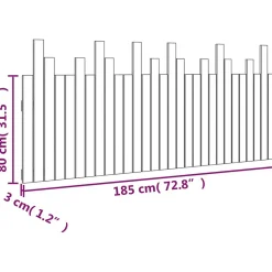 Tête de lit murale vidaXL 185x3x80 cm bois de pin blanc