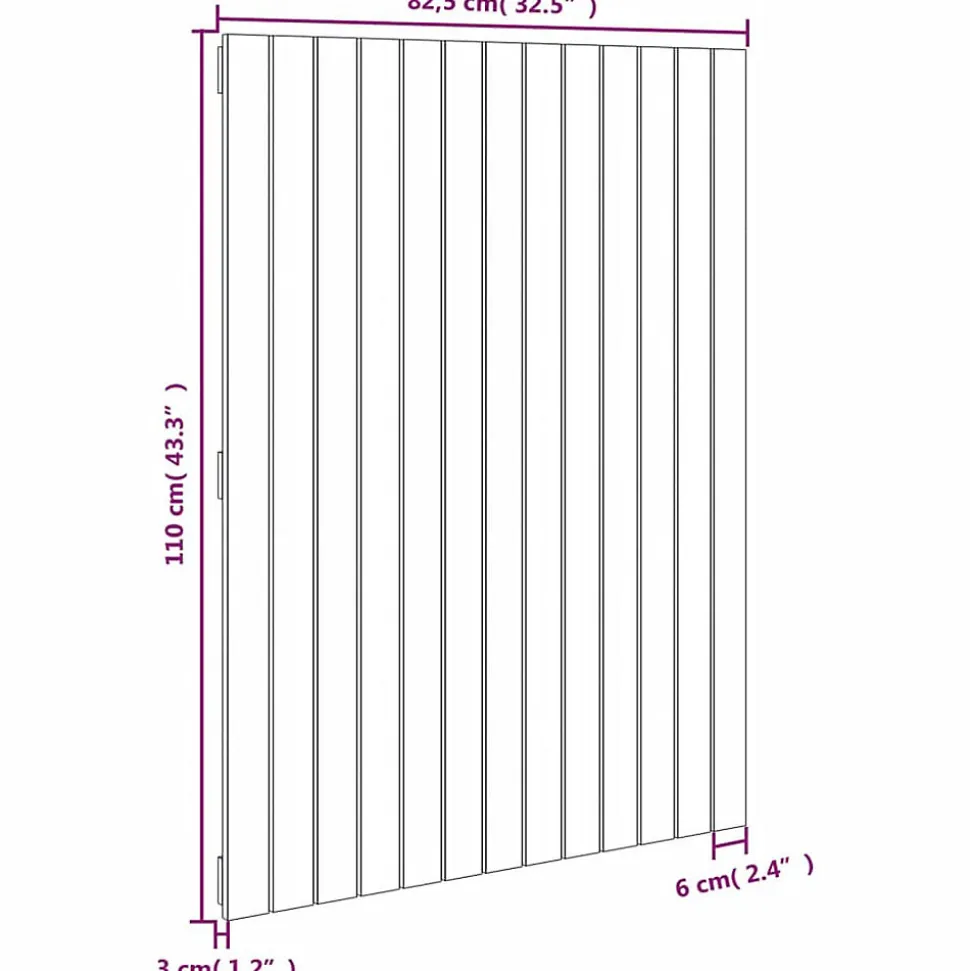 Tête de lit murale 82,5x3x110 cm Bois massif de pin vidaXL