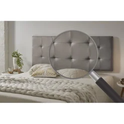 Tête de lit pour 120 lits Capitone Similicuir Check 152 x 57 x 5 cm Rembourrage en mousse et renfort de dossier Couleur Gris. ECCO