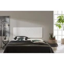 Tête de lit pour lit de 120 Deux diamants en similicuir 152 x 57 x 5 cm Rembourrage en mousse Couleur Blanc. ECCOX