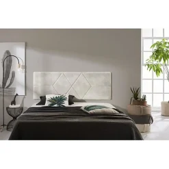 Tête de lit pour lit de 120 Deux Diamants de Tissu Anti-Tache 152 x 57 x 5 cm Couleur Blanc Gris Effet Granit. ECCOX