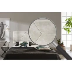 Tête de lit pour lit de 120 Deux Diamants de Tissu Anti-Tache 152 x 57 x 5 cm Couleur Blanc Gris Effet Granit. ECCOX