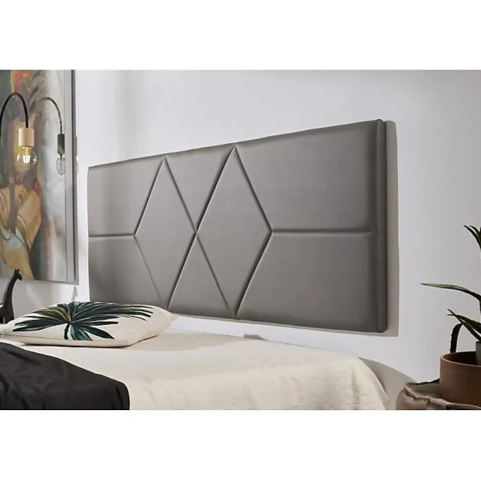 Tête de lit pour lit de 100 Deux diamants en similicuir 112 x 57 x 5 cm Rembourrage en mousse Couleur Gris. ECCOX