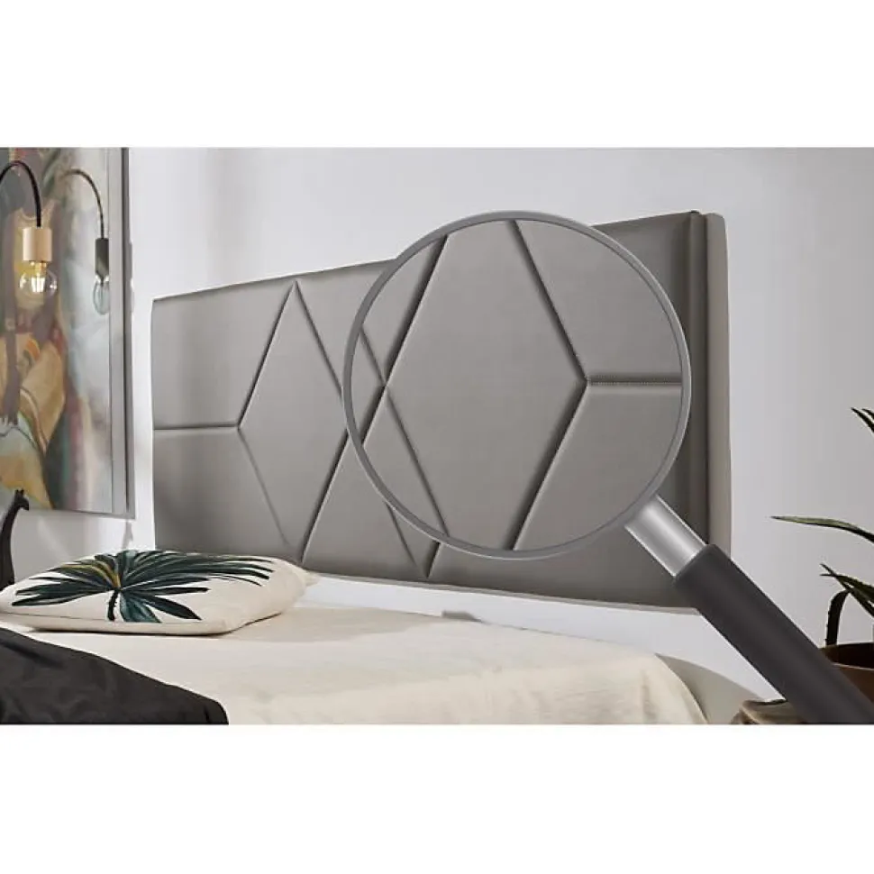 Tête de lit pour lit de 100 Deux diamants en similicuir 112 x 57 x 5 cm Rembourrage en mousse Couleur Gris. ECCOX