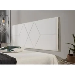 Tête de lit pour lit de 105 Deux diamants en similicuir 112 x 57 x 5 cm Rembourrage en mousse Couleur Blanc. ECCOX