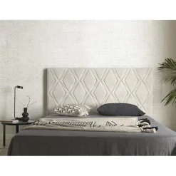 Tête de lit Rubi pour lit 105 en tissu gris blanc 115x115x8. ECCOX